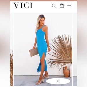 Vici Luna Rubbed Knit Midi Dress - Electric Blue